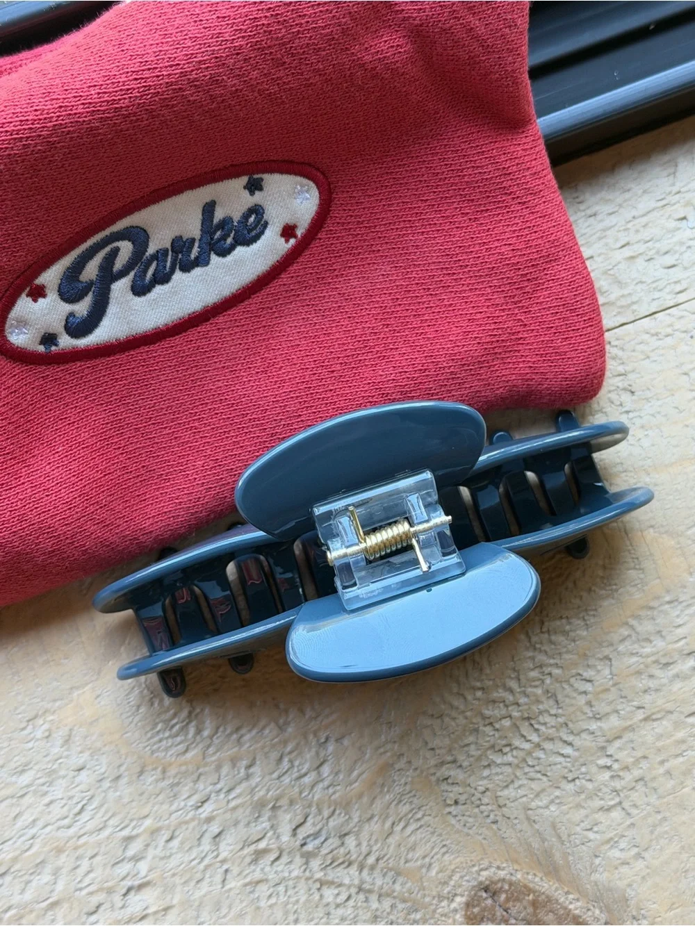 NEW PARKE Claw Clip and Zipper Pouch in Washed Indigo